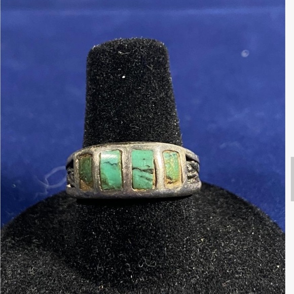 Old Pawn Jewelry Vintage Old Pawn Silver Metal Green Turquoise Ring Poshmark